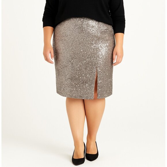 NWT Cider Gray Sequin Knee-Length Skirt Size 3X - Picture 1 of 5